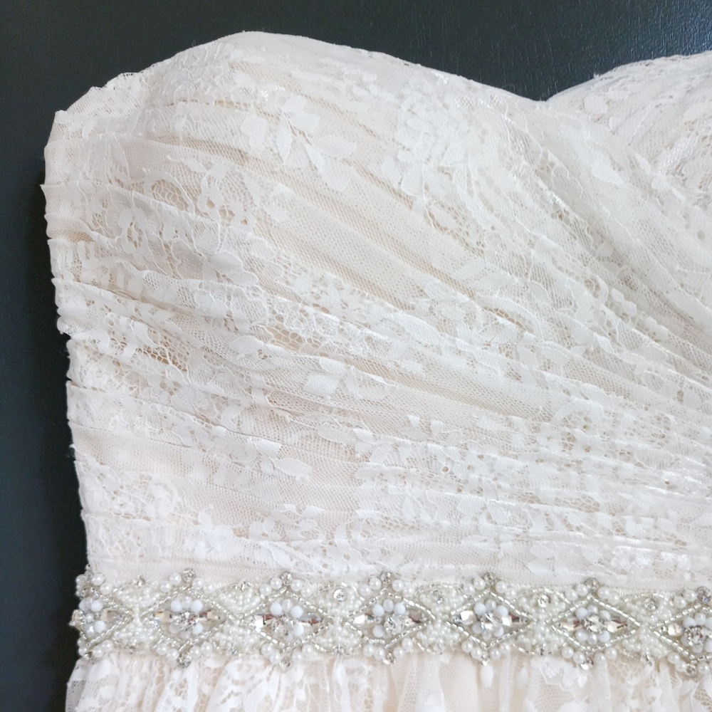 Anthropologie BHLDN Whispers + Echos Freesia lace strapless wedding gown - Picture 7 of 16